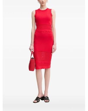 GAUDI Scalloped-Trim Sleeveless Top - Red
