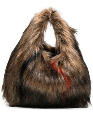 La Milanesa Small Nilde Faux-Fur Tote Bag - Brown