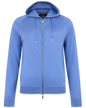 Moorer Nivola Zip-Up Drawstring Cardigan - Blue