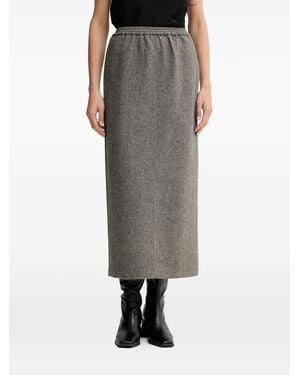 Isabelle Blanche Herringbone Elasticated-Waist Maxi Skirt - Gray