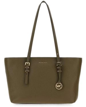 MICHAEL Michael Kors Medium Quinn Pebbled-Leather Tote Bag - Green
