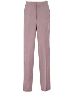 Tagliatore Pantalon Droit En Lin - Purple