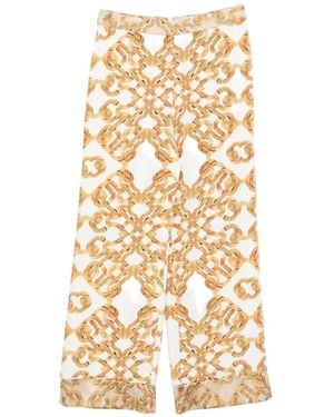 Twinset Rope-Print Wide-Leg Palazzo Pants - Metallic