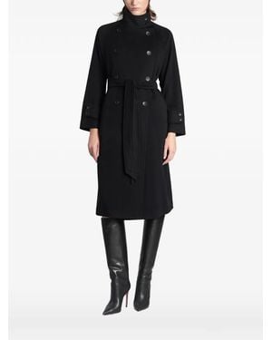Tagliatore Double-Breasted Belted Coat - Black