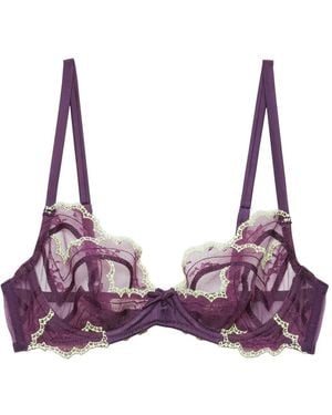 Fleur du Mal Hendrix Embroidered Demi Bra - Purple