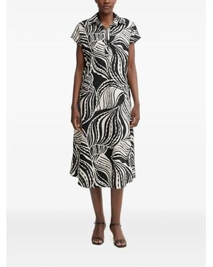 Joseph Ribkoff Abstract-Print Cap-Sleeved Midi Dress - White