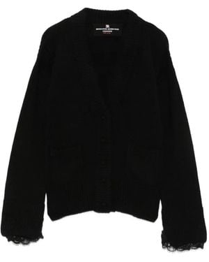 Ermanno Scervino Lace-Trim Cashmere Cardigan - Black