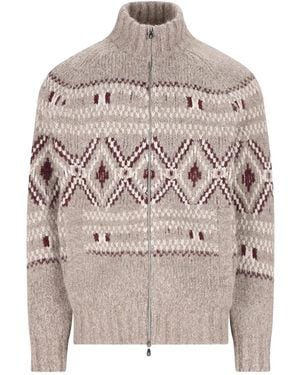 Brunello Cucinelli Cárdigan con cuello alto - Gris