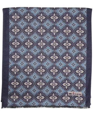 Kiton Geometric-Print Scarf - Blue