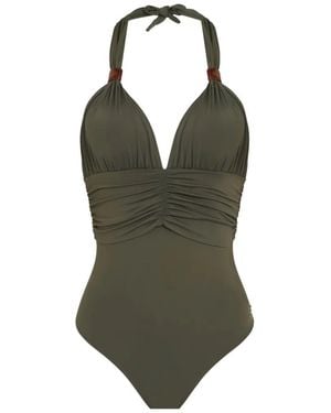 Brigitte Bardot Ivana Ruched Halterneck Swimsuit - Green
