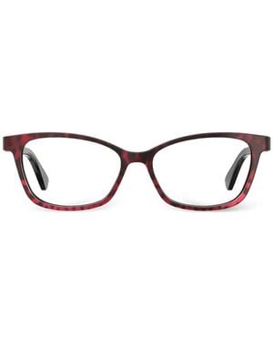 Moschino Animal-Pattern Cat-Eye Glasses - Red
