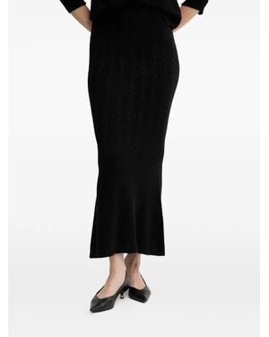 Twinset Cable-Knit Midi Skirt - Black