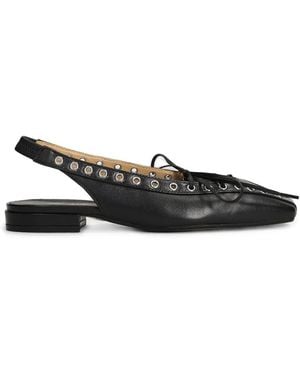 Alchimia Eyelet-Embellished Lace-Up Ballet Flats - Black