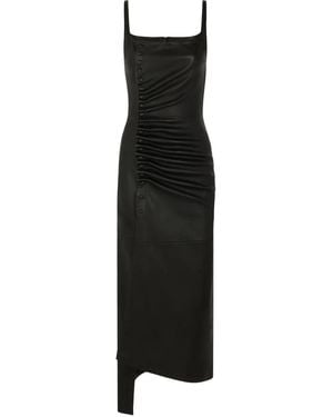 Rabanne Robe Mi-Longue À Design Froncé - Noir