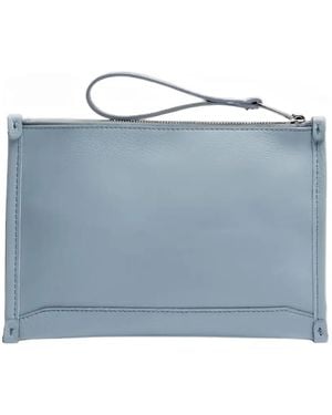 Lancel Small Jour Logo-Debossed Leather Clutch Bag - Blue