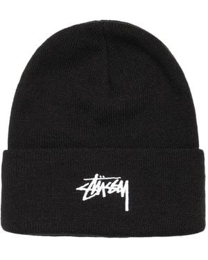 Stussy Stock Logo-Embroidered Beanie Hat - Black