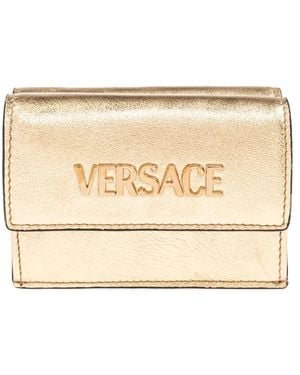 Versace Logo-Plaque Leather Wallet - Natural