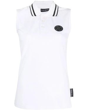 Philipp Plein Statement Logo-Patch Polo Shirt - White