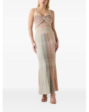Guess Vestido Midi Marciano A Rayas - Neutro