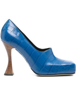 Moschino 100Mm Crocodile-Effect Court Shoes - Blue