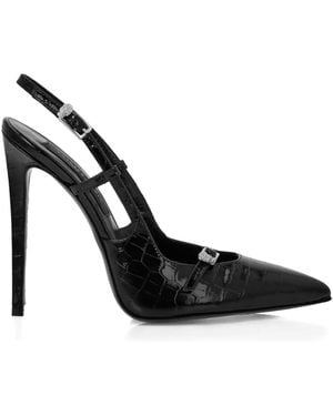 Philipp Plein 120Mm Crocodile-Effect Slingback Pumps - Black