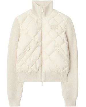 Burberry Check-Stitch Nylon And Wool Cashmere Jacket - White