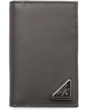 Prada Saffiano Leather Card Holder - Grey