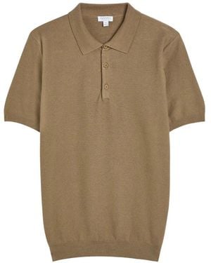 Sunspel Pique-Knit Polo Jumper - Natural