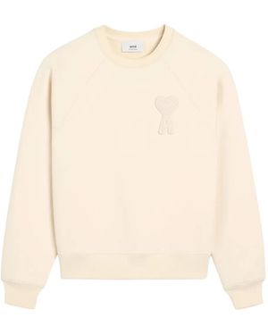 Ami Paris Felpa Con Ricamo Ami De Coeur - Neutro