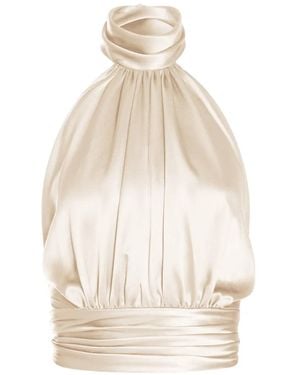 ALEXIA & ANTONIA Draped Blouse - White