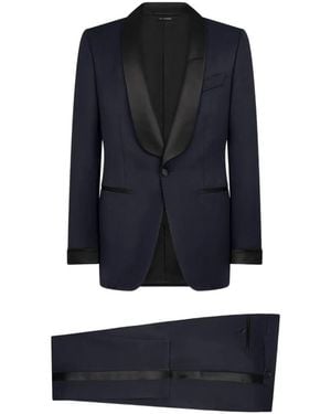 Tom Ford Costume À Col Châle - Blue