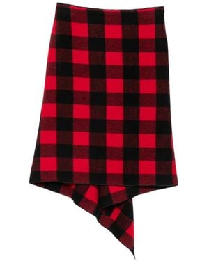 N°21 Check Ruffled Midi Skirt - Red