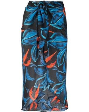 Louisa Ballou Floral-Print Sarong - Blue