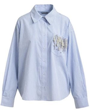 Essentiel Antwerp Jommeke Striped Embellished-Pocket Shirt - Blue
