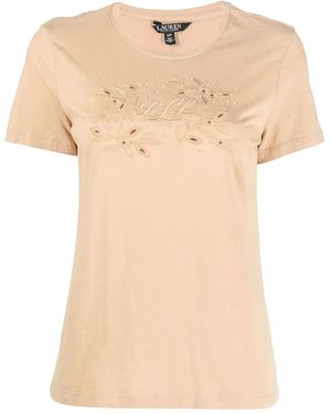 Ralph Lauren Katlin Embroidered-Detail T-Shirt - Natural