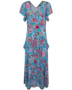 RIXO London Floral-Print Tiered Dress - Blue