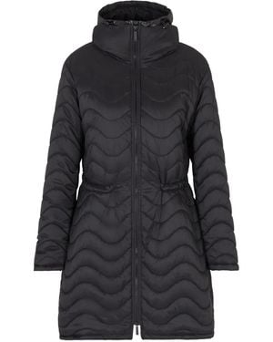 Emporio Armani フーデッド キルティングコート - ブラック