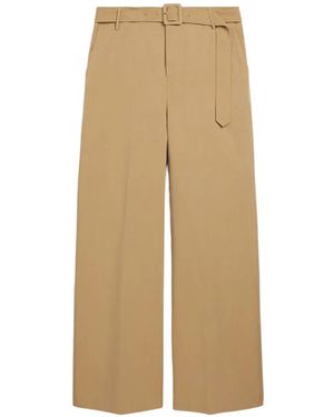 Momoní Belted Straight Leg Trousers - Natural
