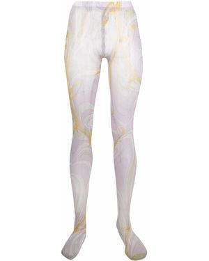 PUCCI Semi-Sheer Graphic-Print Tights - White