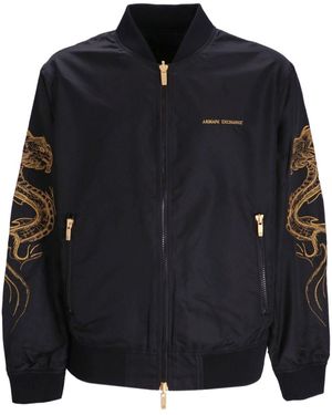 ARMANI EXCHANGE Dragon-appliqué Bomber Jacket - Blue