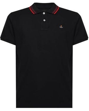 Vivienne Westwood Striped-Collar Polo Shirt - Black