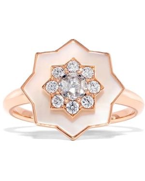 David Morris Anillo Astra en oro rosa de 18kt con diamante y madreperla