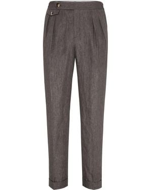 Brunello Cucinelli Linen Retro Tailored Trousers - Grey