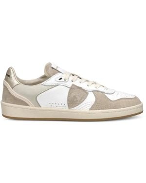 Philippe Model Logo-Patch Panelled Sneakers - White