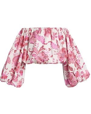 Azeeza Margot Off-Shoulder Paisley Top - Pink