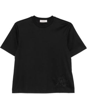 Agnona Embroidered Short-Sleeve T-Shirt - Black