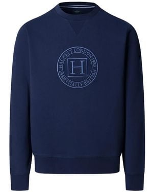 Hackett Logo-Embroidered Crew-Neck Sweater - Blue