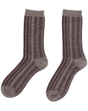ANT45 Mannar Vertical-Stripe Socks - Brown