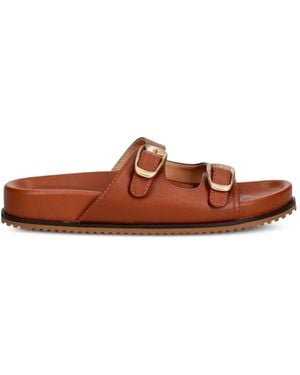Twinset Buckle-Fastening Leather Slides - Brown