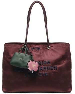 V73 Embroidered Velvet Tote Bag